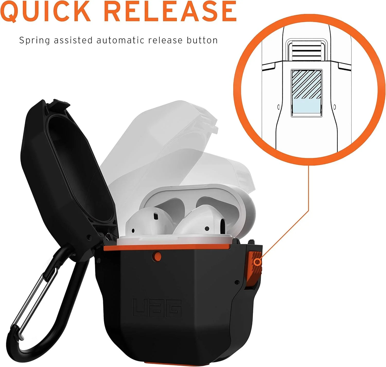 UAG Weatherproof Hard Case AirPods 1 & 2 -  Black/Orange - Image 4