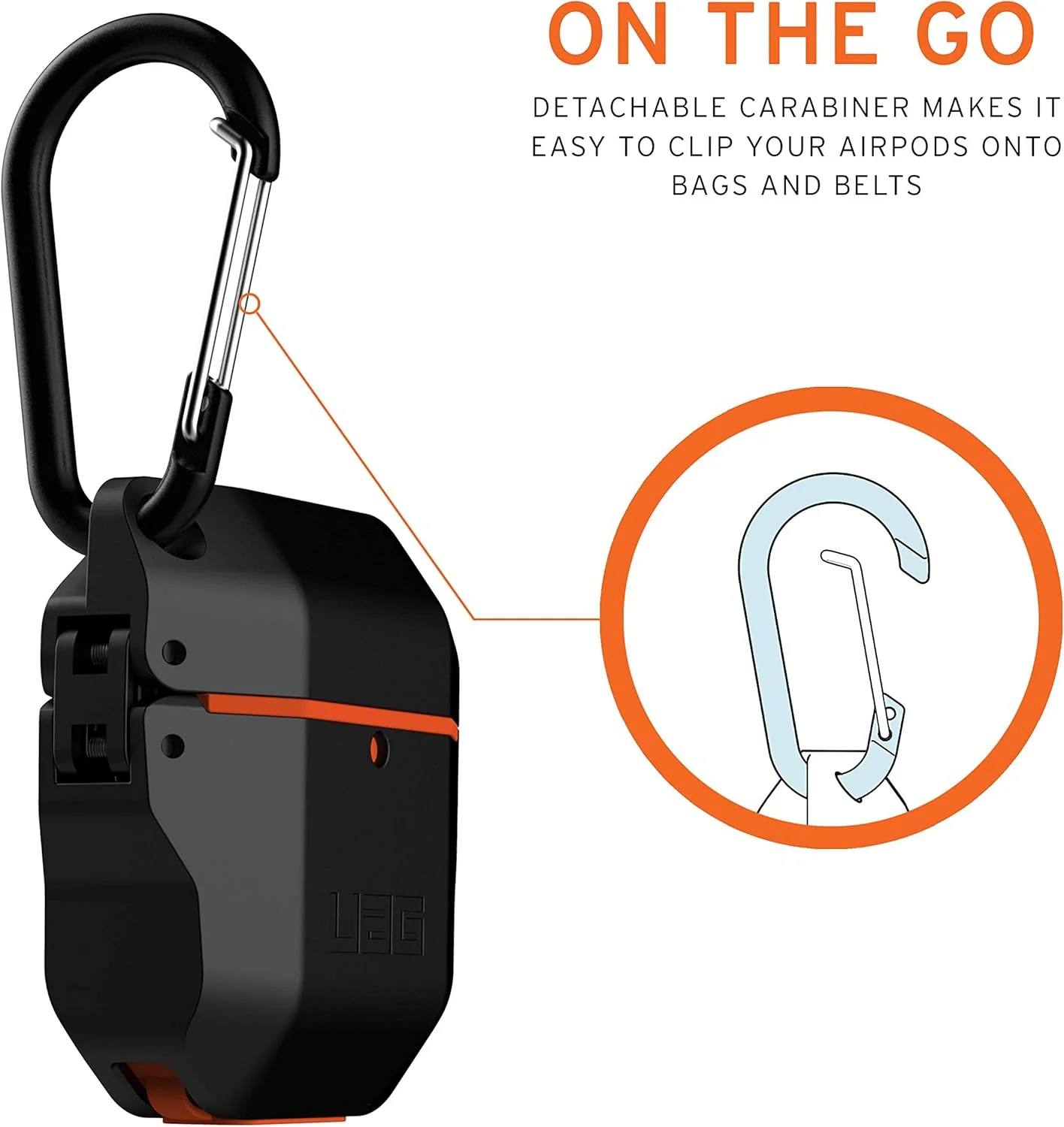 UAG Weatherproof Hard Case AirPods 1 & 2 -  Black/Orange - Image 6