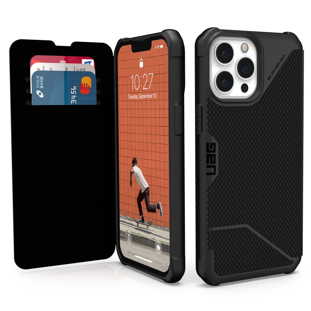 UAG Metropolis Folio Rugged Case iPhone 13 Pro Kevlar Black with FREE SCREEN GUARD - Image 4