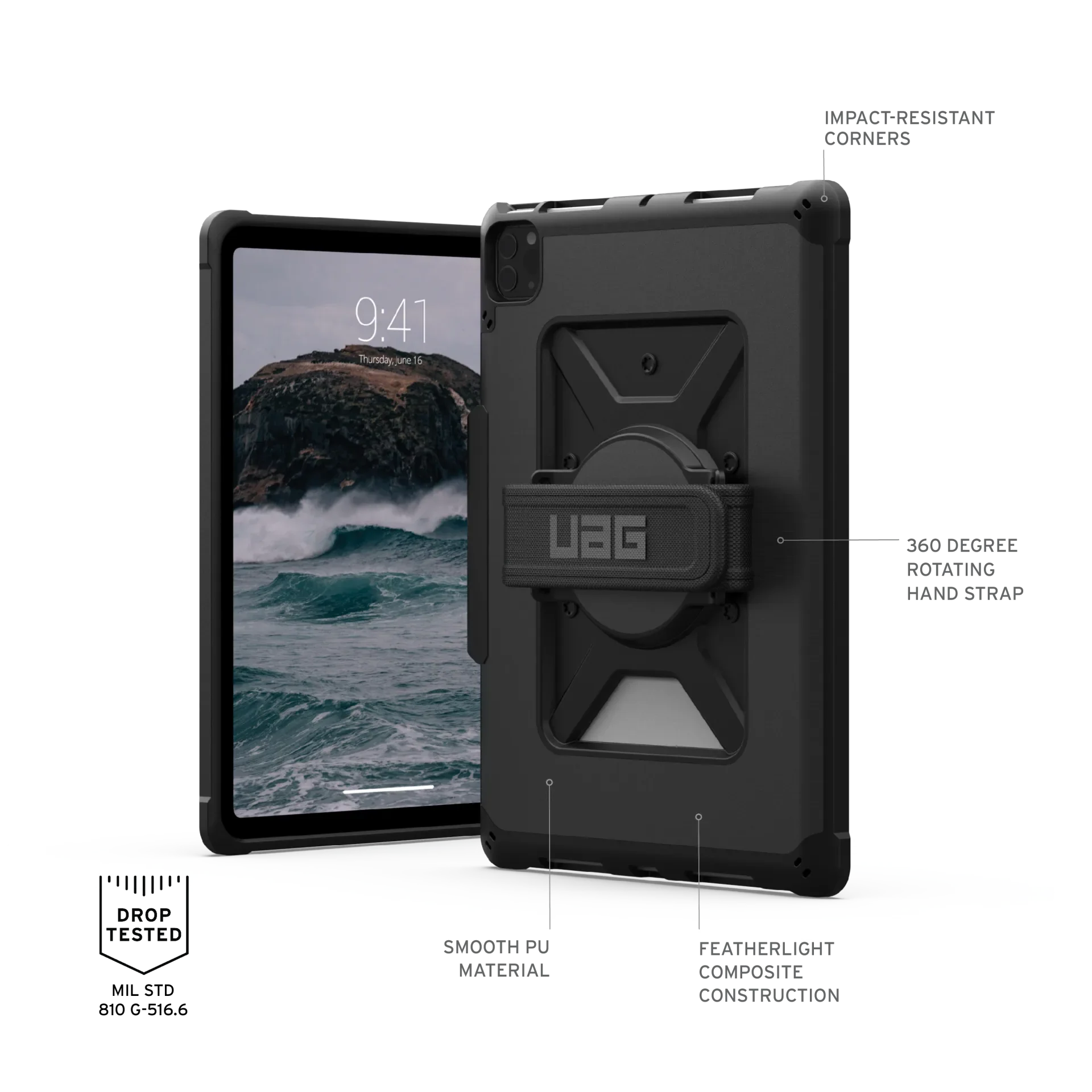 UAG Metropolis with Handstrap Rugged Case iPad Pro 11 M4 / M5  - Black - Image 8