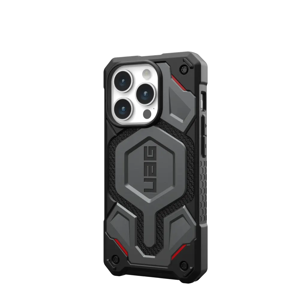 UAG Monarch Pro Rugged MagSafe Case iPhone 15 Pro 6.1 Kevlar Silver - Image 6