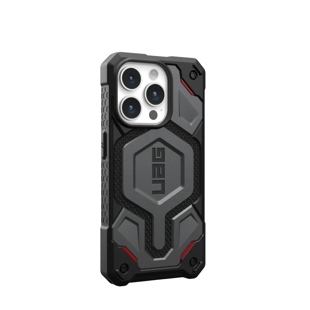 UAG Monarch Pro Rugged MagSafe Case iPhone 15 Pro Max 6.7 Kevlar Silver - Image 7