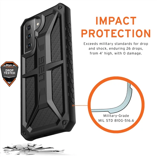 UAG Monarch Rugged Case Samsung S21 PLUS 5G 6.7 inch - Carbon Fibre - Image 4