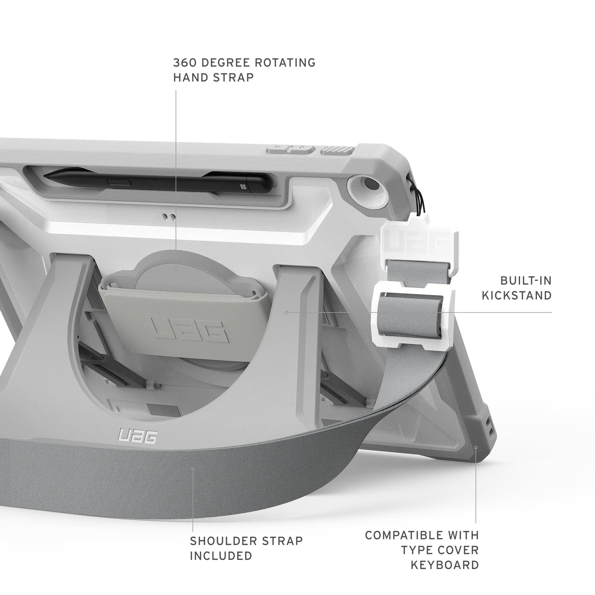 UAG Plasma Healthcare Ed Surface Pro 12 1st ed 2025 w/ Hand & Shoulder Strap White - Image 5