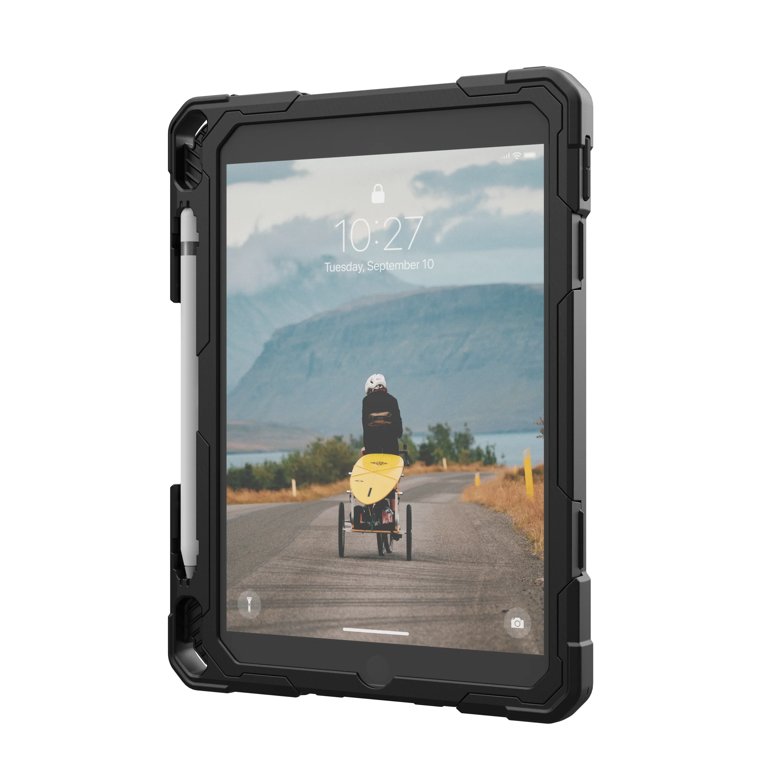 UAG Plasma Tough Case iPad 9 / 8 / 7 10.2 Screen Protector, Kickstand & Handstrap -  Ice / Black - Image 5