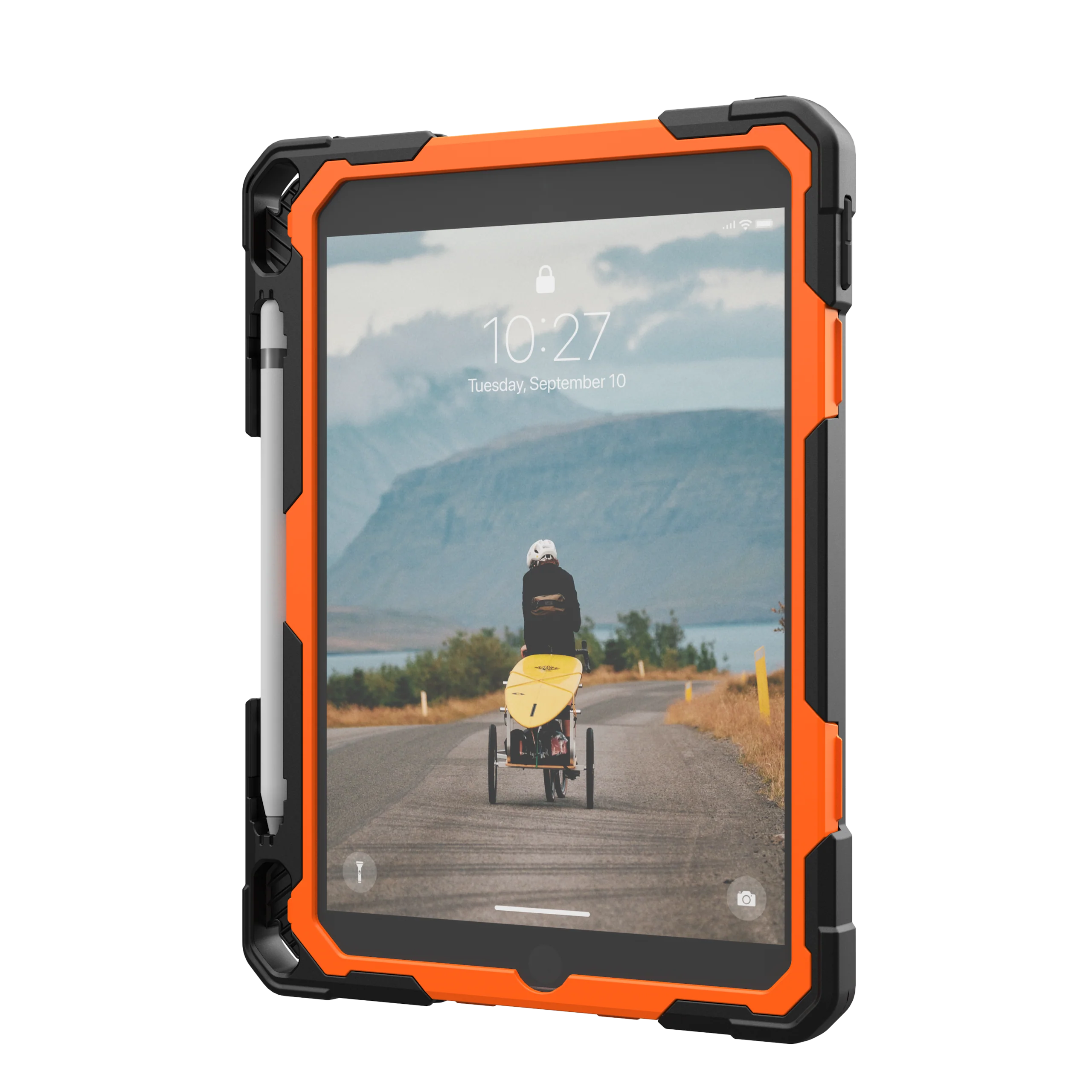 UAG Plasma Tough Case iPad 9 / 8 / 7 10.2 Kickstand & Handstrap - Orange / Black - Image 3