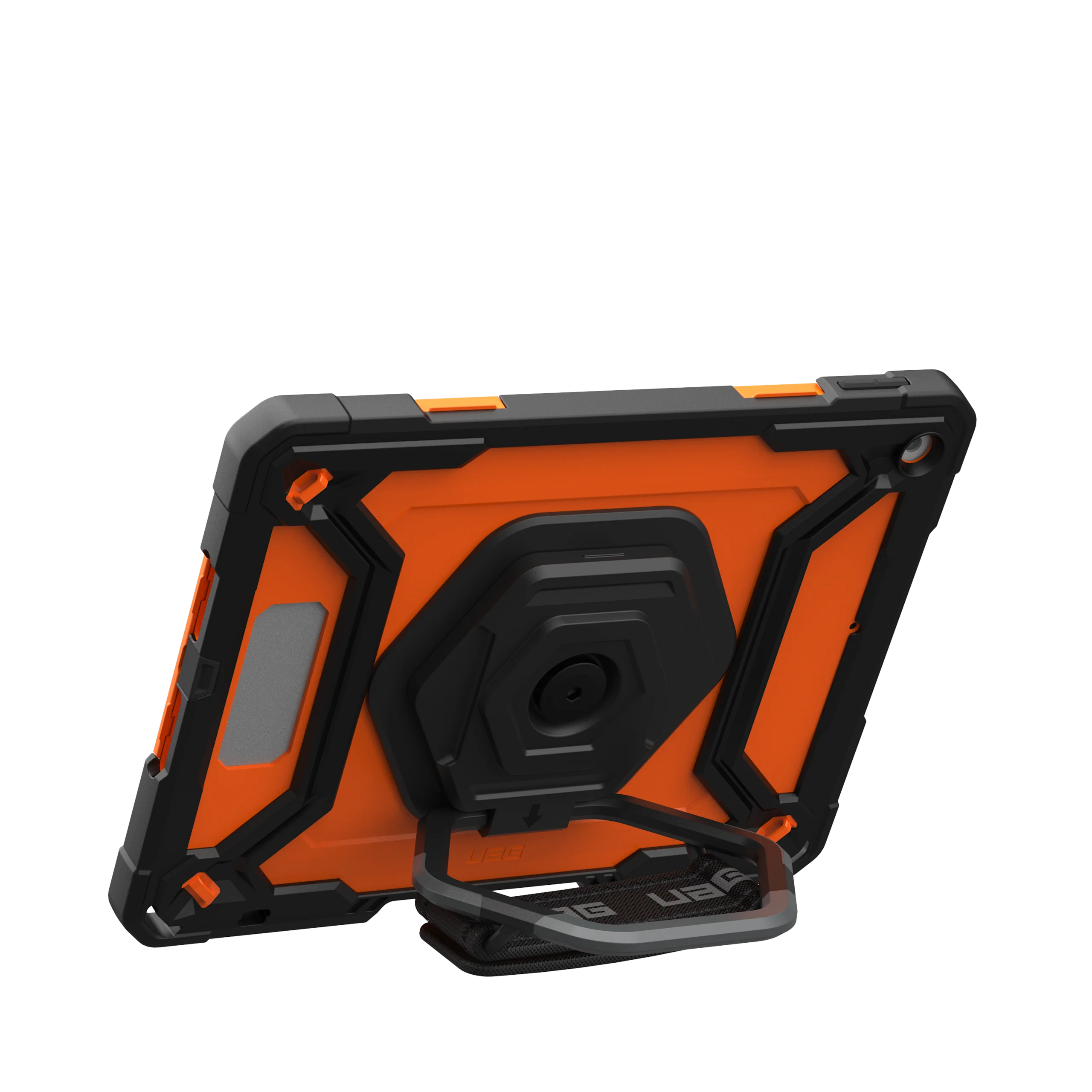 UAG Plasma Tough Case iPad 9 / 8 / 7 10.2 Kickstand & Handstrap - Orange / Black - Image 4