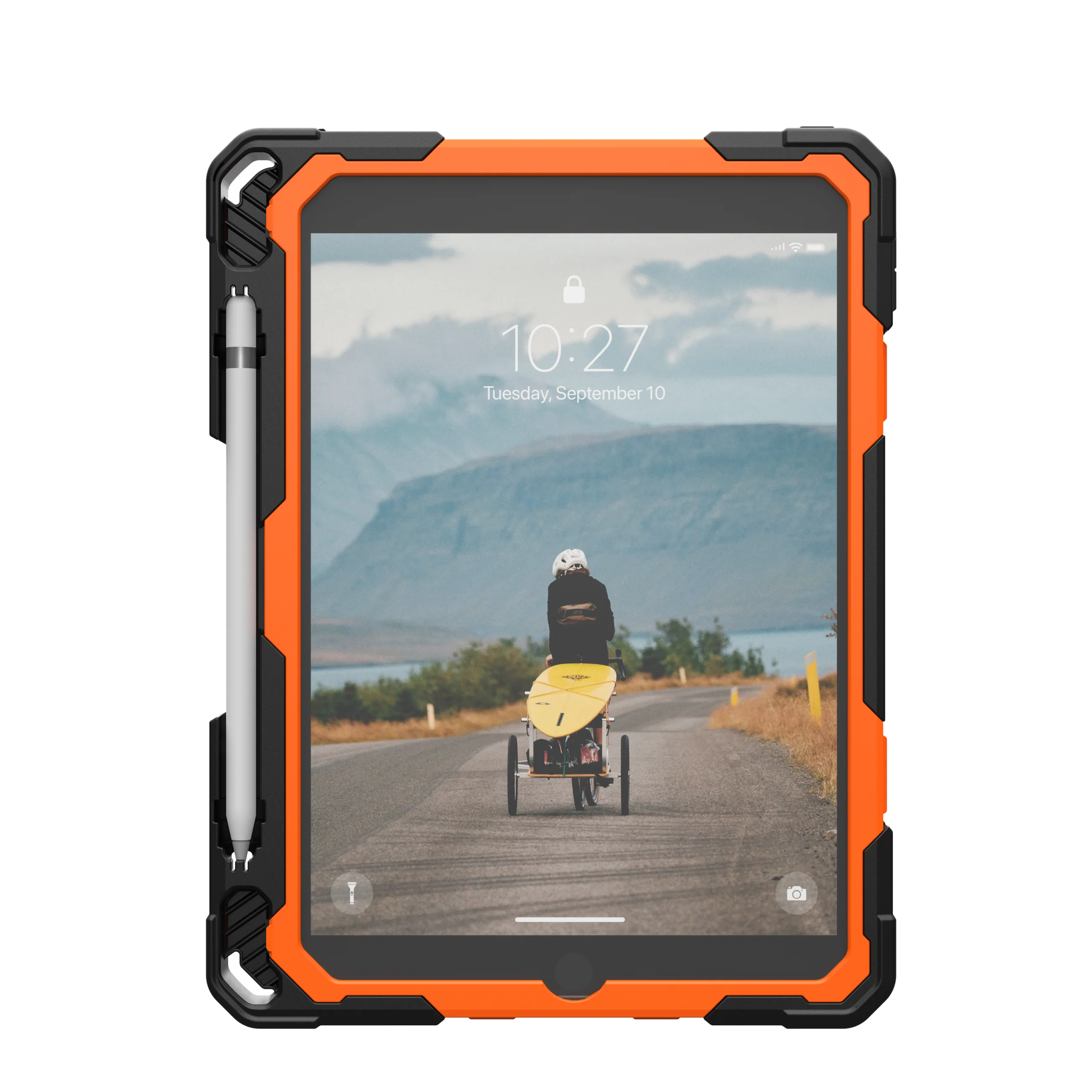 UAG Plasma Tough Case iPad 9 / 8 / 7 10.2 Kickstand & Handstrap - Orange / Black - Image 7