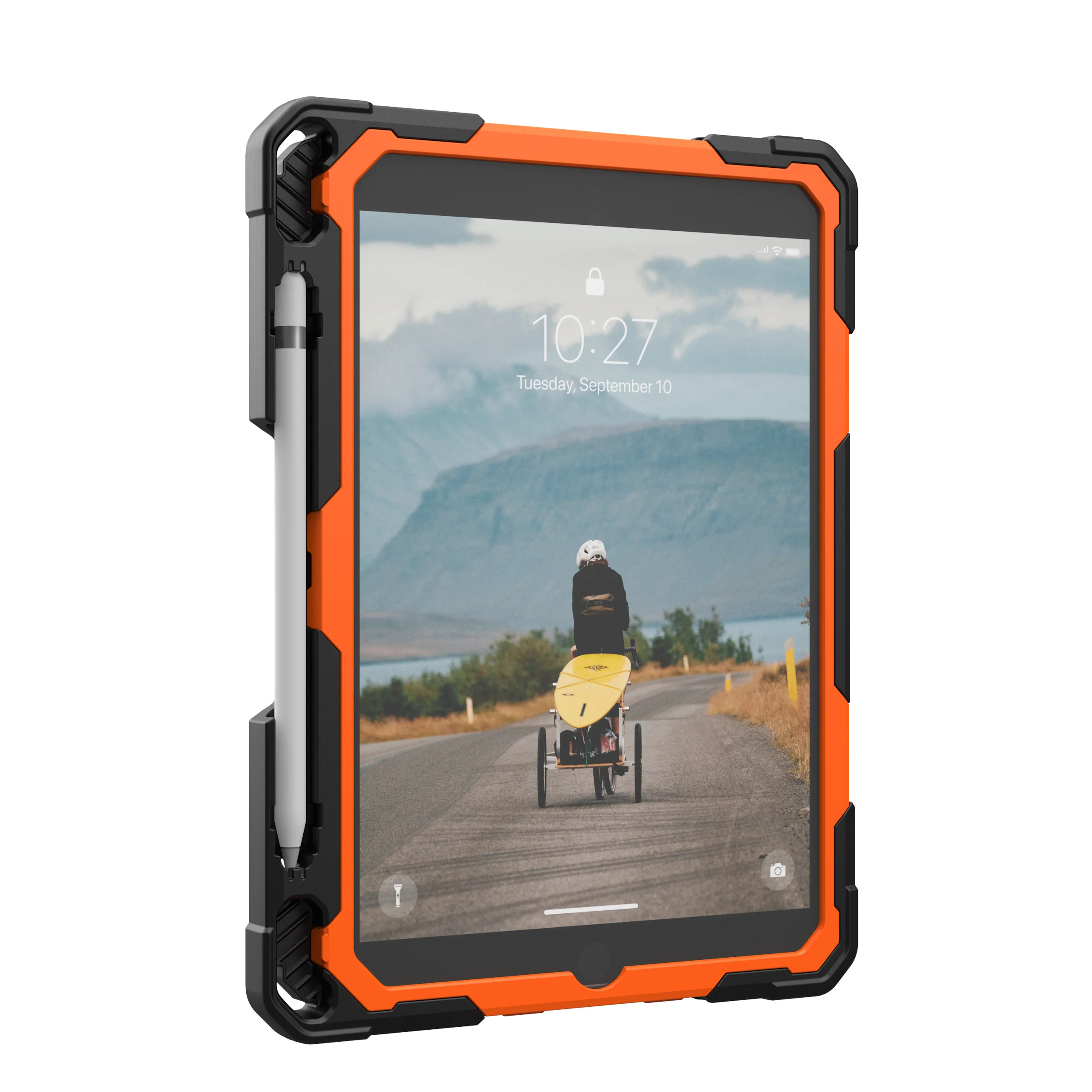UAG Plasma Tough Case iPad 9 / 8 / 7 10.2 Kickstand & Handstrap - Orange / Black - Image 8