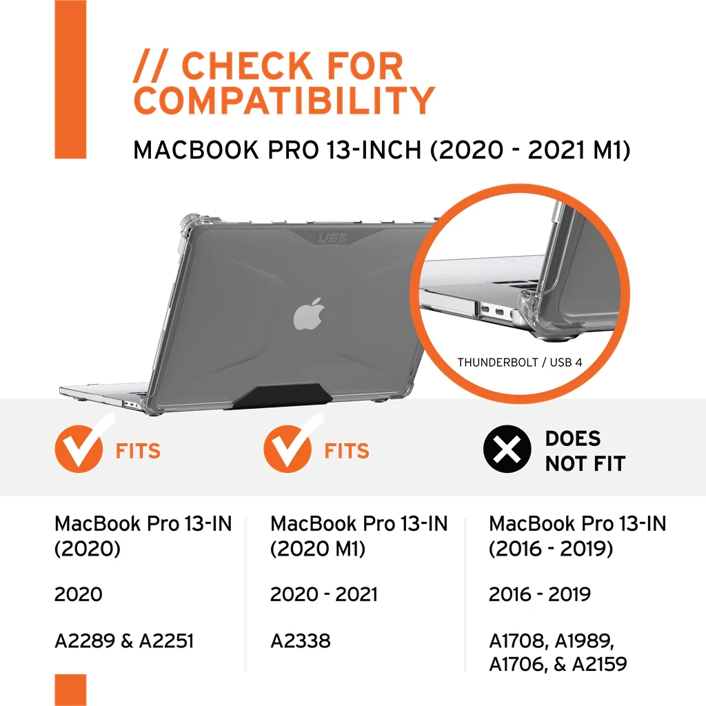 UAG Plyo Tough & Rugged Case Macbook Pro 13 inch 2020 - 2022 - Clear Ice - Image 10