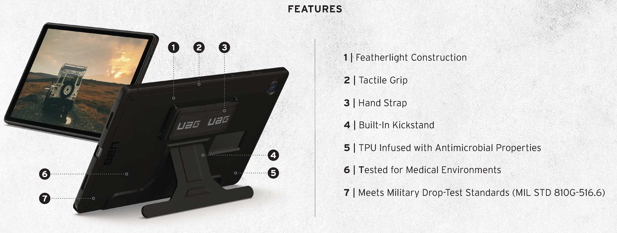 UAG Scout Case Kickstand & Handstrap Samsung Tab A8 X200 & X205 10.5 inch 2021 - Image 2
