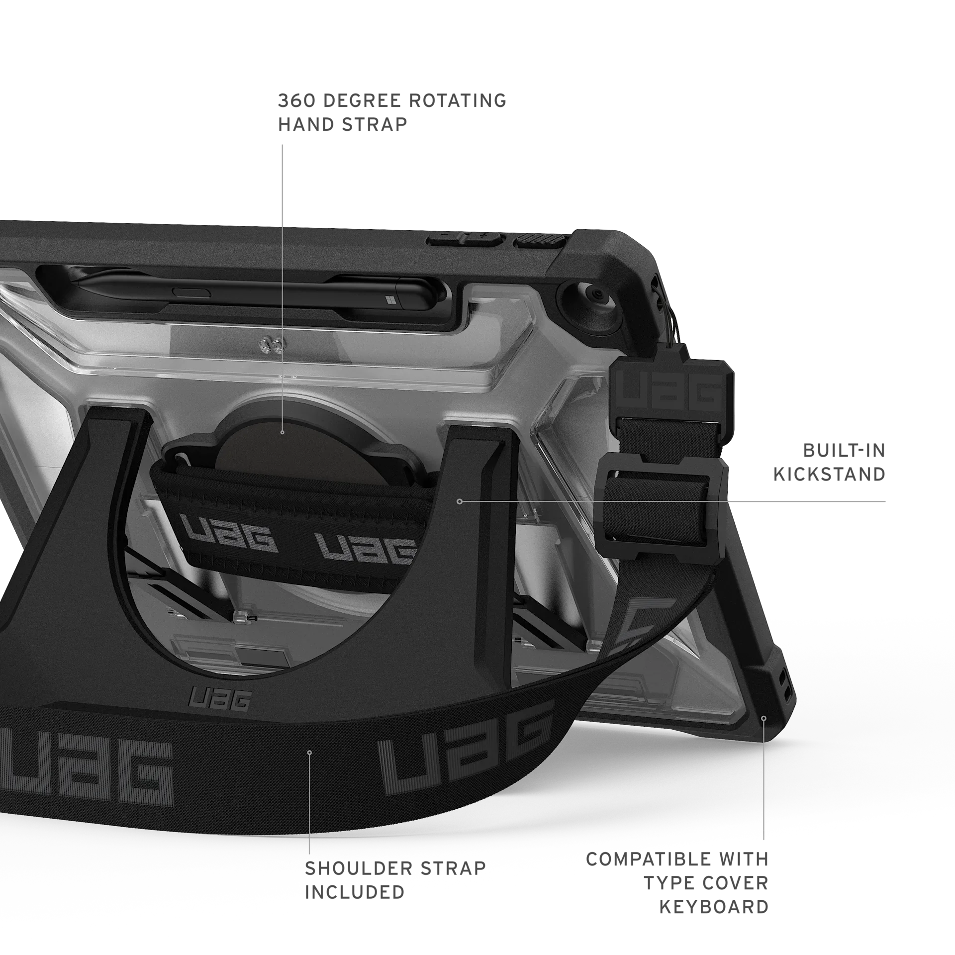 UAG Plasma Rugged Surface Pro 12 1st ed 2025 w/ Hand & Shoulder Strap - Image 3