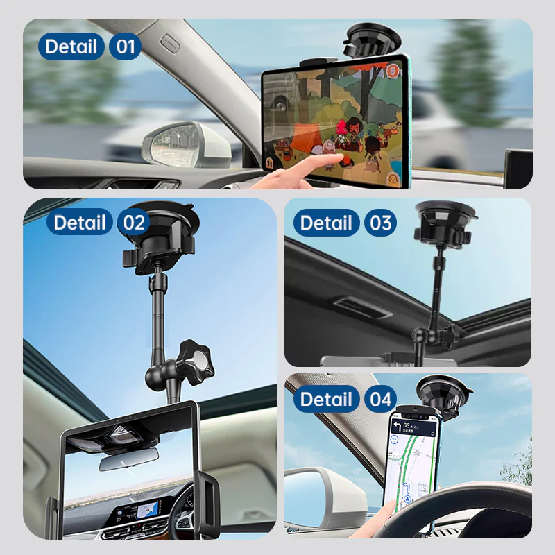 Universal iPad & Tablet Car / Truck Dash Mount with 3M VHB Mounting Disc - Black - Image 2