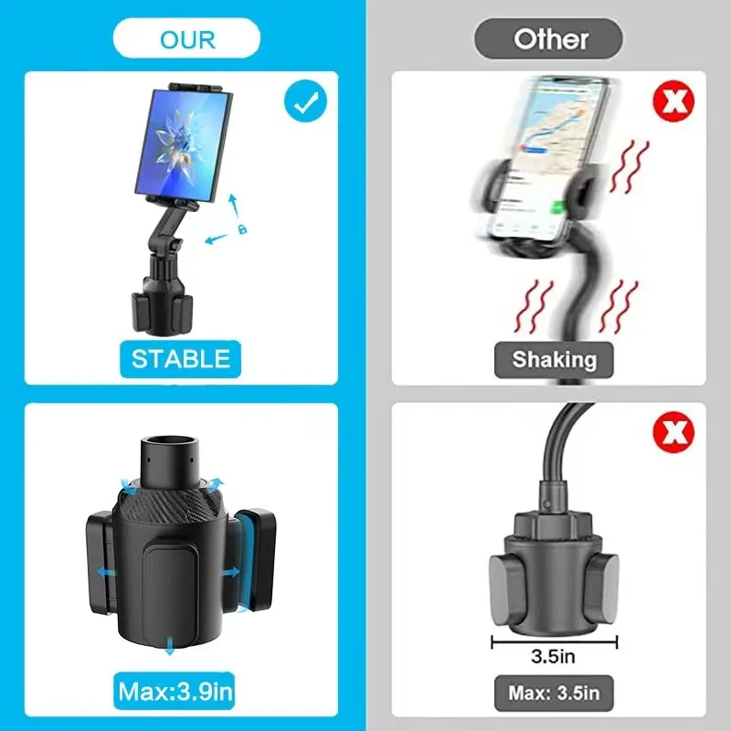Universal iPad & Tablet Car / Truck Drink Cup Holder Mount - Black - Image 8
