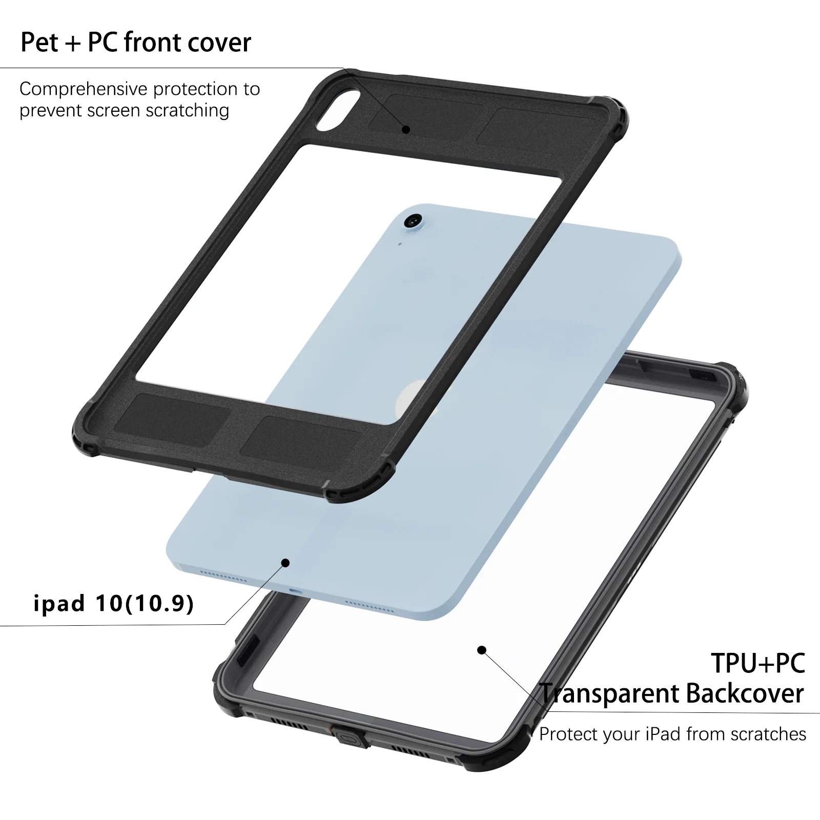 Rugged & Waterproof Protective Case iPad 10th / 11th Gen 10.9 inch - Black - Image 3