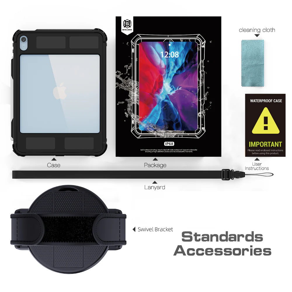 Rugged & Waterproof Protective Case iPad 10th / 11th Gen 10.9 inch - Black - Image 4