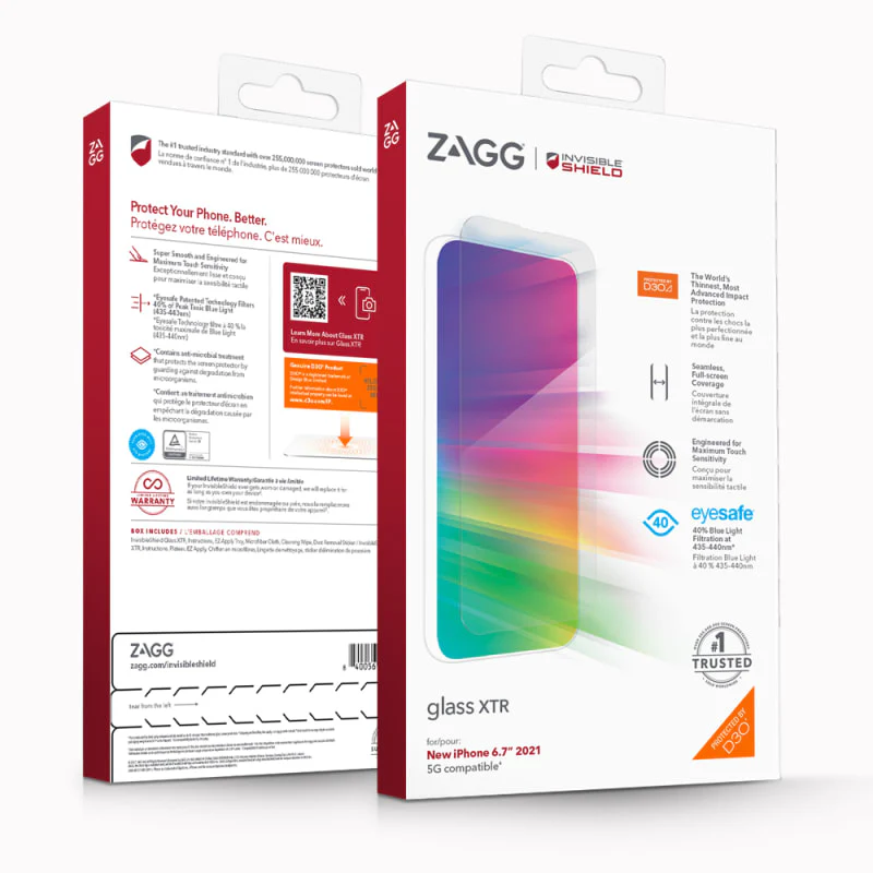Zagg Invisible Shield Glass XTR & D3O Screen Protector iPhone 13 Pro Max 6.7 inch - Image 8