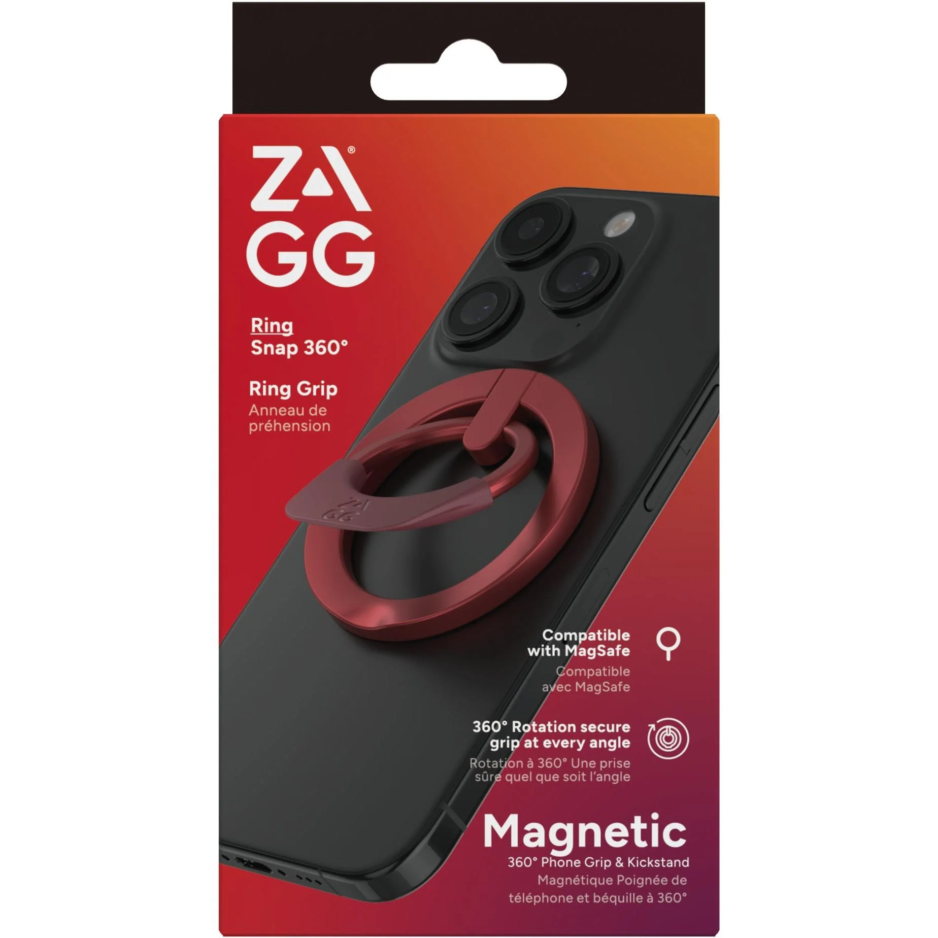 ZAGG Magnetic Ring Snap 360 Phone Grip & Kickstand - Red - Image 4