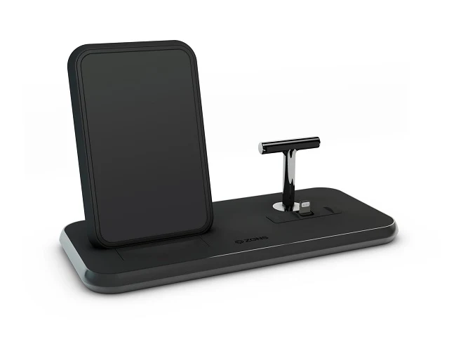 Zens Aluminium Dual Wireless Charging Dock for SmartPhone + Airpods - Black - Image 2