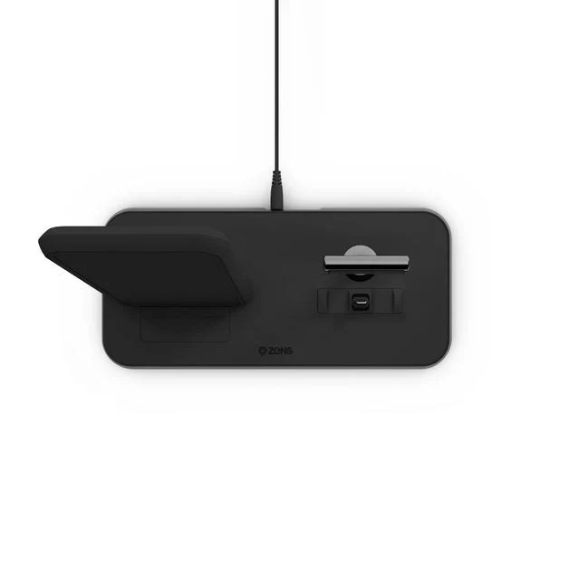 Zens Aluminium Dual Wireless Charging Dock for SmartPhone + Airpods - Black - Image 3