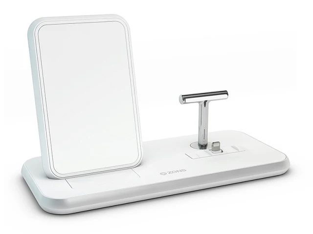 Zens Aluminium Dual Wireless Charging Dock for SmartPhone + Airpods - White - Image 2