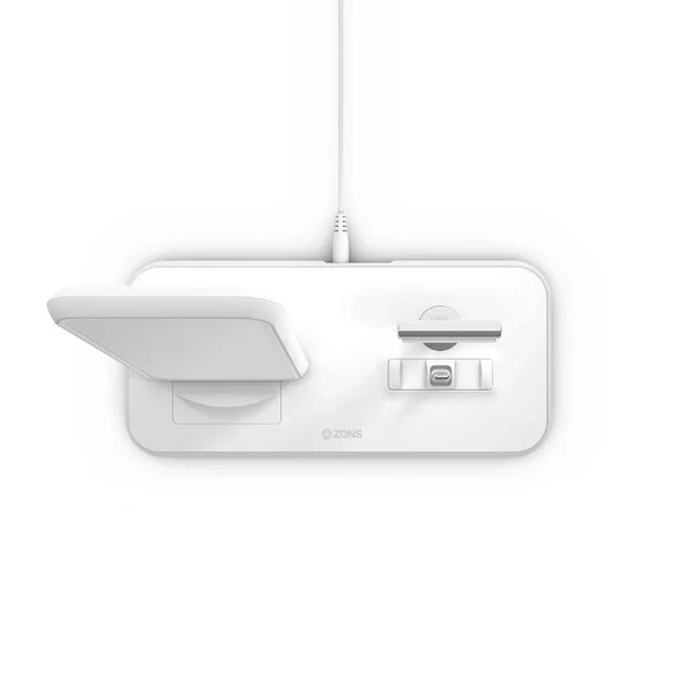 Zens Aluminium Dual Wireless Charging Dock for SmartPhone + Airpods - White - Image 3