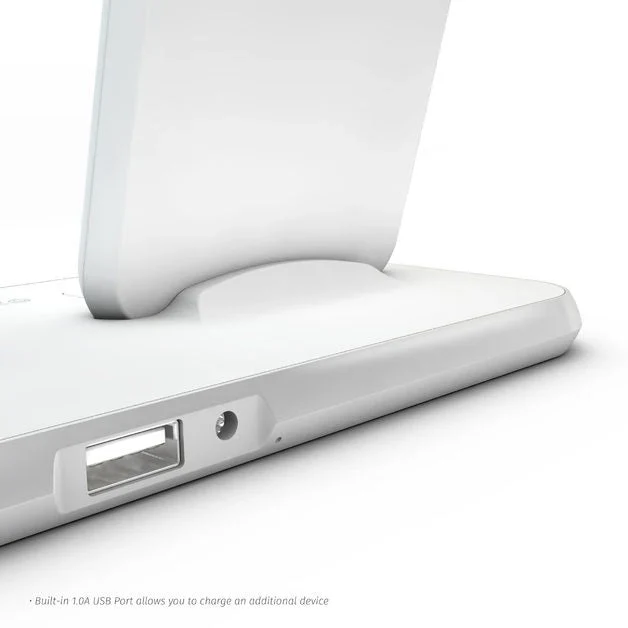 Zens Aluminium Dual Wireless Charging Dock for SmartPhone + Airpods - White - Image 4