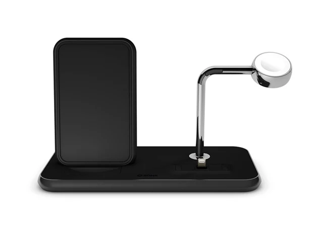 Zens Aluminium Dual Wireless Charging Dock for SmartPhone + Apple Watch + Airpods - Black - Image 2