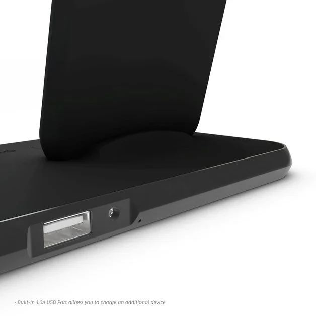 Zens Aluminium Dual Wireless Charging Dock for SmartPhone + Apple Watch + Airpods - Black - Image 5