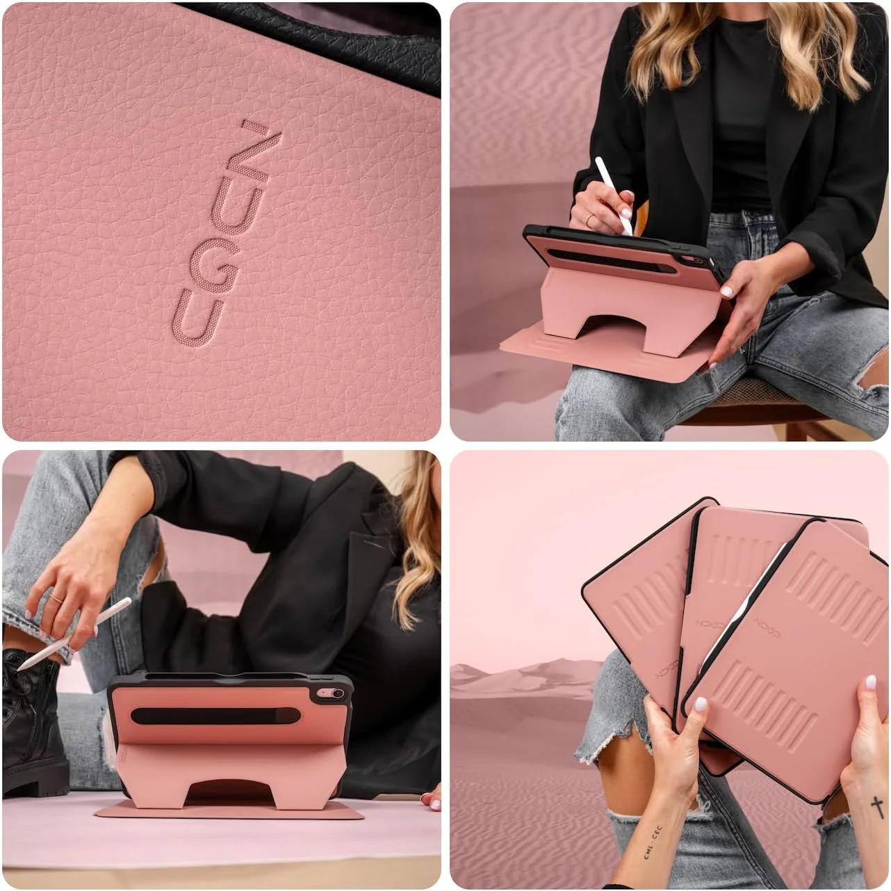Zugu Magnetic Rugged Folio Case iPad Pro 12.9 in 6th & 5th Gen - Desert Rose - Image 5